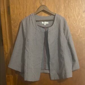 Gray Houndstooth Open Blazer
